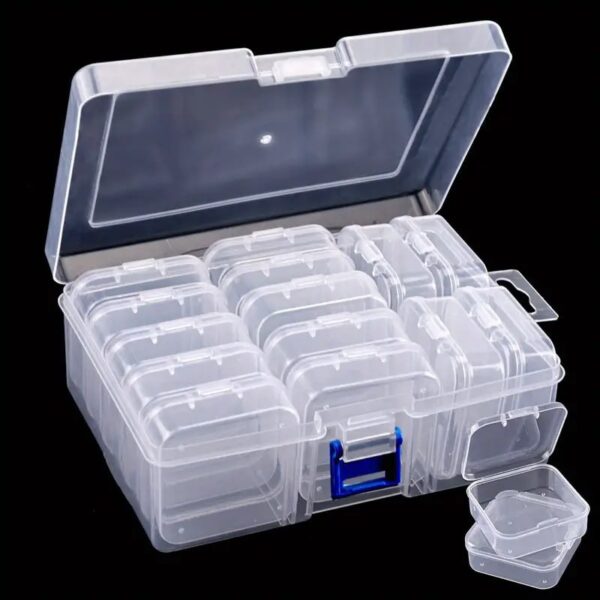 15 Grid Transparent Plastic Storage Box Organizer | Multi Compartment Jewelry, Beads, Screws, Fishing Hooks & Craft Storage Case