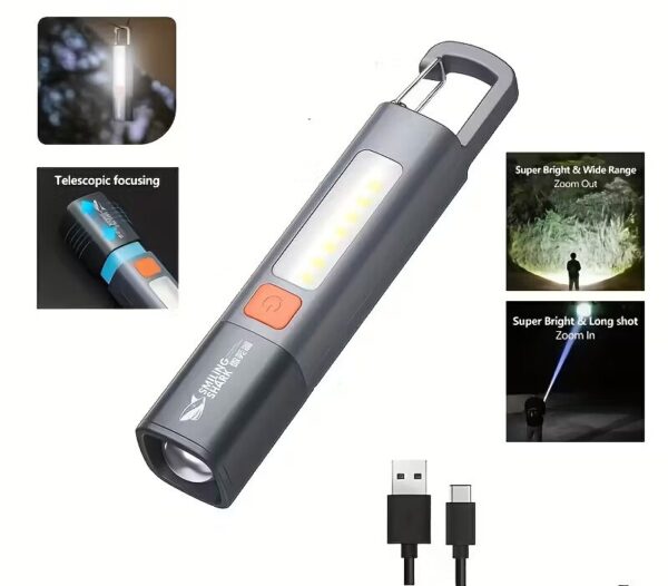 LED TORCH LIGHT WITH HOOK SMILING SHARK COB TORCH LIGHT WITH CLIP